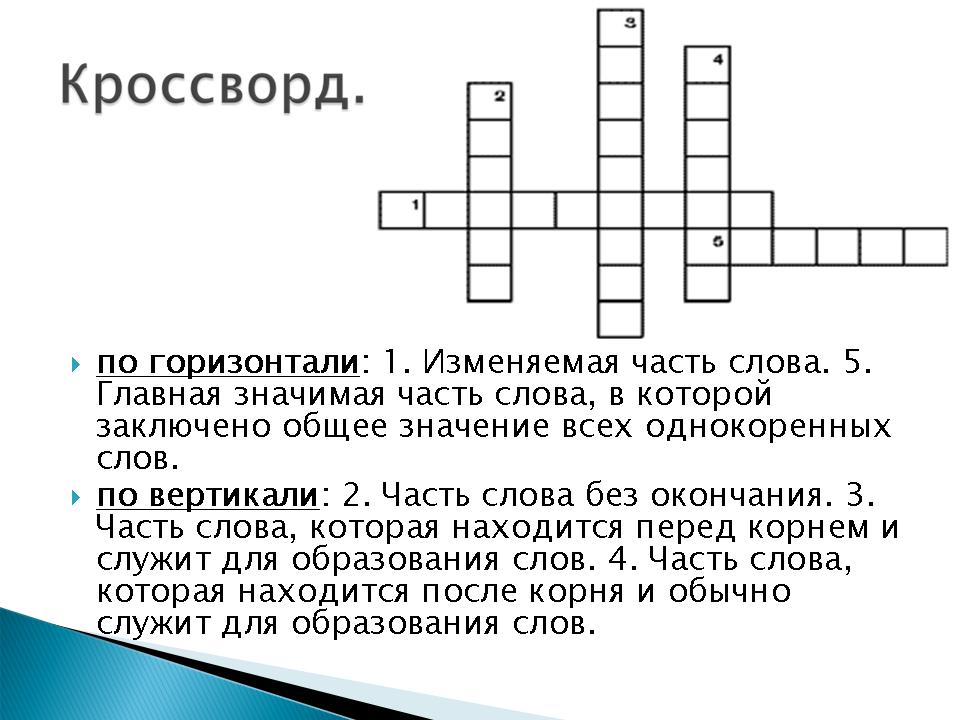 Кроссворд по русскому языку 10 класс с ответами